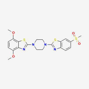 molecular formula C21H22N4O4S3 B2855372 4,7-Dimethoxy-2-(4-(6-(methylsulfonyl)benzo[d]thiazol-2-yl)piperazin-1-yl)benzo[d]thiazole CAS No. 955713-11-8