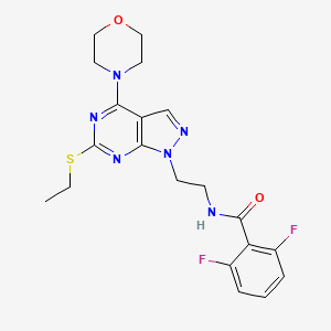 molecular formula C20H22F2N6O2S B2855374 N-(2-(6-(ethylthio)-4-morpholino-1H-pyrazolo[3,4-d]pyrimidin-1-yl)ethyl)-2,6-difluorobenzamide CAS No. 941942-34-3