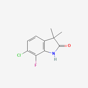 molecular formula C10H9ClFNO B2855375 6-chloro-7-fluoro-3,3-dimethyl-2,3-dihydro-1H-indol-2-one CAS No. 1517438-45-7