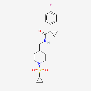 molecular formula C19H25FN2O3S B2855376 N-((1-(cyclopropylsulfonyl)piperidin-4-yl)methyl)-1-(4-fluorophenyl)cyclopropanecarboxamide CAS No. 1324230-17-2