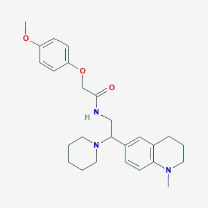 molecular formula C26H35N3O3 B2855379 2-(4-methoxyphenoxy)-N-(2-(1-methyl-1,2,3,4-tetrahydroquinolin-6-yl)-2-(piperidin-1-yl)ethyl)acetamide CAS No. 922040-13-9