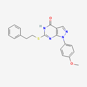 molecular formula C20H18N4O2S B2855380 1-(4-methoxyphenyl)-6-(phenethylthio)-1H-pyrazolo[3,4-d]pyrimidin-4-ol CAS No. 922108-21-2