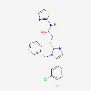 2-((1-benzyl-5-(3,4-dichlorophenyl)-1H-imidazol-2-yl)thio)-N-(thiazol-2-yl)acetamide