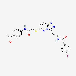 molecular formula C24H21FN6O3S B2855390 N-(2-(6-((2-((4-acetylphenyl)amino)-2-oxoethyl)thio)-[1,2,4]triazolo[4,3-b]pyridazin-3-yl)ethyl)-4-fluorobenzamide CAS No. 897619-83-9