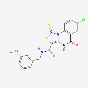 molecular formula C19H14ClN3O3S2 B2855396 7-氯-N-(3-甲氧基苄基)-5-氧代-1-硫代-4,5-二氢-1H-噻唑并[3,4-a]喹唑啉-3-甲酰胺 CAS No. 1111009-73-4