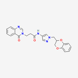 molecular formula C23H21N5O4 B2855401 N-(1-((2,3-dihydrobenzo[b][1,4]dioxin-2-yl)methyl)-1H-pyrazol-4-yl)-3-(4-oxoquinazolin-3(4H)-yl)propanamide CAS No. 1705928-12-6