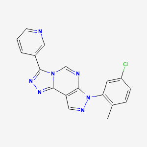 molecular formula C18H12ClN7 B2855408 7-(5-chloro-2-methylphenyl)-3-(pyridin-3-yl)-7H-pyrazolo[4,3-e][1,2,4]triazolo[4,3-c]pyrimidine CAS No. 844662-39-1