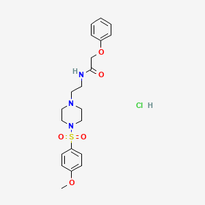 molecular formula C21H28ClN3O5S B2855409 N-(2-(4-((4-methoxyphenyl)sulfonyl)piperazin-1-yl)ethyl)-2-phenoxyacetamide hydrochloride CAS No. 1189979-24-5