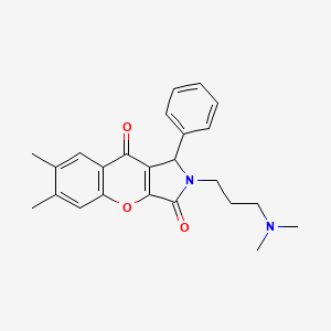 molecular formula C24H26N2O3 B2855410 2-(3-(Dimethylamino)propyl)-6,7-dimethyl-1-phenyl-1,2-dihydrochromeno[2,3-c]pyrrole-3,9-dione CAS No. 631888-87-4