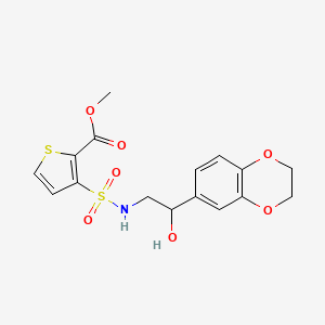 molecular formula C16H17NO7S2 B2855432 methyl 3-(N-(2-(2,3-dihydrobenzo[b][1,4]dioxin-6-yl)-2-hydroxyethyl)sulfamoyl)thiophene-2-carboxylate CAS No. 2034585-66-3