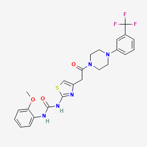 molecular formula C24H24F3N5O3S B2855435 1-(2-Methoxyphenyl)-3-(4-(2-oxo-2-(4-(3-(trifluoromethyl)phenyl)piperazin-1-yl)ethyl)thiazol-2-yl)urea CAS No. 923244-41-1