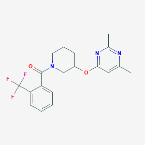 molecular formula C19H20F3N3O2 B2855446 (3-((2,6-Dimethylpyrimidin-4-yl)oxy)piperidin-1-yl)(2-(trifluoromethyl)phenyl)methanone CAS No. 2034617-01-9