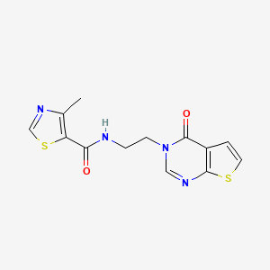 molecular formula C13H12N4O2S2 B2855455 4-methyl-N-(2-(4-oxothieno[2,3-d]pyrimidin-3(4H)-yl)ethyl)thiazole-5-carboxamide CAS No. 2034601-10-8