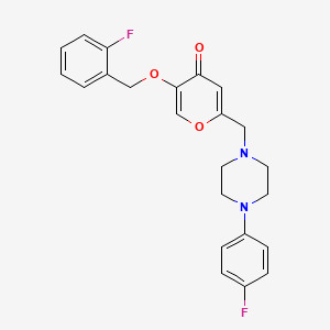 molecular formula C23H22F2N2O3 B2855457 5-[(2-Fluorophenyl)methoxy]-2-[[4-(4-fluorophenyl)piperazin-1-yl]methyl]pyran-4-one CAS No. 898440-26-1