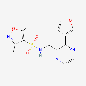 molecular formula C14H14N4O4S B2855461 N-((3-(furan-3-yl)pyrazin-2-yl)methyl)-3,5-dimethylisoxazole-4-sulfonamide CAS No. 2034396-03-5