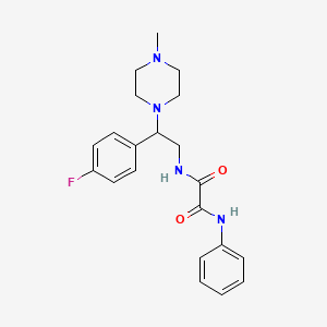 molecular formula C21H25FN4O2 B2855467 N1-(2-(4-fluorophenyl)-2-(4-methylpiperazin-1-yl)ethyl)-N2-phenyloxalamide CAS No. 898432-15-0