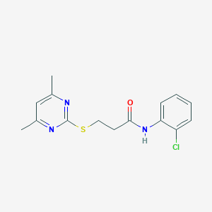 molecular formula C15H16ClN3OS B285547 N-(2-chlorophenyl)-3-[(4,6-dimethyl-2-pyrimidinyl)thio]propanamide 