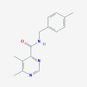 molecular formula C15H17N3O B2855483 5,6-Dimethyl-N-[(4-methylphenyl)methyl]pyrimidine-4-carboxamide CAS No. 2380167-78-0