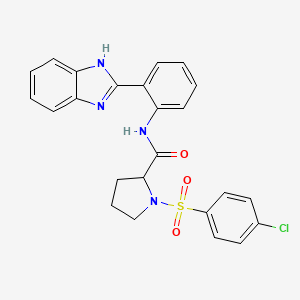 molecular formula C24H21ClN4O3S B2855484 N-(2-(1H-benzo[d]imidazol-2-yl)phenyl)-1-((4-chlorophenyl)sulfonyl)pyrrolidine-2-carboxamide CAS No. 1048645-36-8