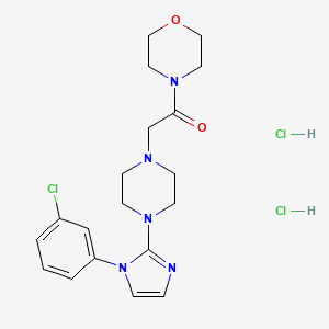 molecular formula C19H26Cl3N5O2 B2855486 2-(4-(1-(3-chlorophenyl)-1H-imidazol-2-yl)piperazin-1-yl)-1-morpholinoethanone dihydrochloride CAS No. 1323330-68-2