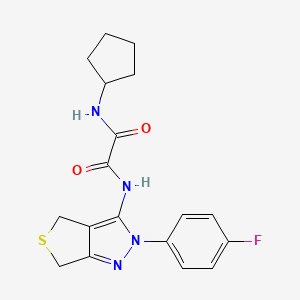 molecular formula C18H19FN4O2S B2855488 N-cyclopentyl-N'-[2-(4-fluorophenyl)-4,6-dihydrothieno[3,4-c]pyrazol-3-yl]oxamide CAS No. 900010-18-6