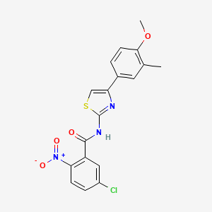 molecular formula C18H14ClN3O4S B2855489 5-氯-N-[4-(4-甲氧基-3-甲基苯基)-1,3-噻唑-2-基]-2-硝基苯甲酰胺 CAS No. 313395-73-2
