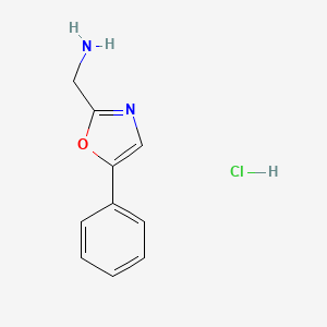 molecular formula C10H11ClN2O B2855493 (5-Phenyl-1,3-oxazol-2-yl)methanamine hydrochloride CAS No. 64640-02-4