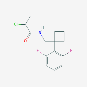 molecular formula C14H16ClF2NO B2855494 2-Chloro-N-[[1-(2,6-difluorophenyl)cyclobutyl]methyl]propanamide CAS No. 2411239-89-7