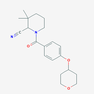 3,3-Dimethyl-1-[4-(oxan-4-yloxy)benzoyl]piperidine-2-carbonitrile