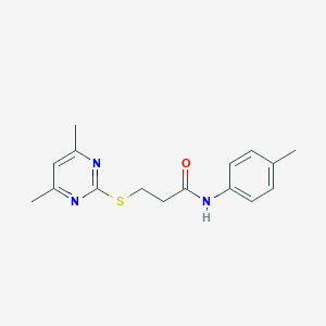 molecular formula C16H19N3OS B285550 3-[(4,6-dimethyl-2-pyrimidinyl)sulfanyl]-N-(4-methylphenyl)propanamide 