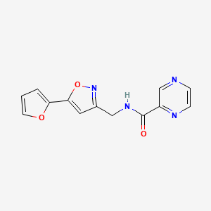 molecular formula C13H10N4O3 B2855502 N-((5-(furan-2-yl)isoxazol-3-yl)methyl)pyrazine-2-carboxamide CAS No. 1207048-03-0