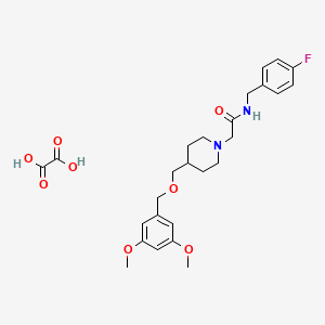 molecular formula C26H33FN2O8 B2855505 2-(4-(((3,5-dimethoxybenzyl)oxy)methyl)piperidin-1-yl)-N-(4-fluorobenzyl)acetamide oxalate CAS No. 1396767-85-3
