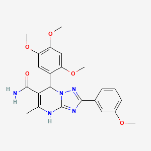 molecular formula C23H25N5O5 B2855509 2-(3-Methoxyphenyl)-5-methyl-7-(2,4,5-trimethoxyphenyl)-4,7-dihydro-[1,2,4]triazolo[1,5-a]pyrimidine-6-carboxamide CAS No. 538318-76-2