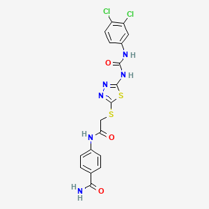 4-(2-((5-(3-(3,4-Dichlorophenyl)ureido)-1,3,4-thiadiazol-2-yl)thio)acetamido)benzamide