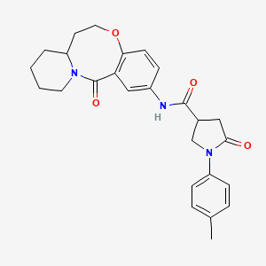molecular formula C26H29N3O4 B2855517 1-(4-Methylphenyl)-5-oxo-N-(6-oxo-2,3,4,12,13,13a-hexahydro-1H-pyrido[2,1-d][1,5]benzoxazocin-8-yl)pyrrolidine-3-carboxamide CAS No. 1251579-00-6