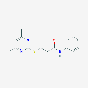 molecular formula C16H19N3OS B285552 3-[(4,6-dimethyl-2-pyrimidinyl)sulfanyl]-N-(2-methylphenyl)propanamide 