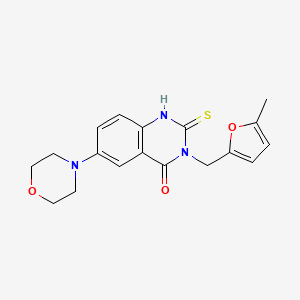 molecular formula C18H19N3O3S B2855523 3-[(5-methyl-2-furyl)methyl]-6-morpholin-4-yl-2-thioxo-2,3-dihydroquinazolin-4(1H)-one CAS No. 689767-71-3