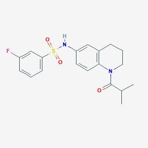 molecular formula C19H21FN2O3S B2855526 3-fluoro-N-(1-isobutyryl-1,2,3,4-tetrahydroquinolin-6-yl)benzenesulfonamide CAS No. 1005293-40-2