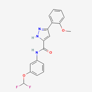 molecular formula C18H15F2N3O3 B2855534 N-(3-(difluoromethoxy)phenyl)-5-(2-methoxyphenyl)-1H-pyrazole-3-carboxamide CAS No. 1239733-80-2