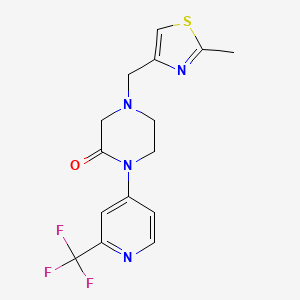 molecular formula C15H15F3N4OS B2855538 4-[(2-Methyl-1,3-thiazol-4-yl)methyl]-1-[2-(trifluoromethyl)pyridin-4-yl]piperazin-2-one CAS No. 2380096-44-4