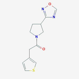 molecular formula C12H13N3O2S B2855542 1-(3-(1,2,4-Oxadiazol-3-yl)pyrrolidin-1-yl)-2-(thiophen-3-yl)ethanone CAS No. 2034369-97-4