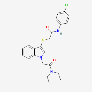 molecular formula C22H24ClN3O2S B2855543 2-(3-((2-((4-chlorophenyl)amino)-2-oxoethyl)thio)-1H-indol-1-yl)-N,N-diethylacetamide CAS No. 877657-98-2