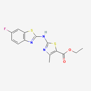 molecular formula C14H12FN3O2S2 B2855546 Ethyl 2-[(6-fluoro-1,3-benzothiazol-2-yl)amino]-4-methyl-1,3-thiazole-5-carboxylate CAS No. 862976-15-6
