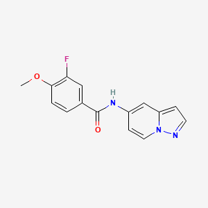 molecular formula C15H12FN3O2 B2855556 3-fluoro-4-methoxy-N-(pyrazolo[1,5-a]pyridin-5-yl)benzamide CAS No. 2034486-89-8