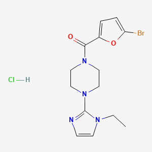 molecular formula C14H18BrClN4O2 B2855561 (5-bromofuran-2-yl)(4-(1-ethyl-1H-imidazol-2-yl)piperazin-1-yl)methanone hydrochloride CAS No. 1331339-79-7