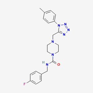 molecular formula C21H24FN7O B2855563 N-(4-fluorobenzyl)-4-((1-(p-tolyl)-1H-tetrazol-5-yl)methyl)piperazine-1-carboxamide CAS No. 1049410-50-5