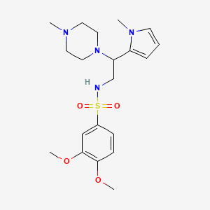molecular formula C20H30N4O4S B2855575 3,4-dimethoxy-N-(2-(1-methyl-1H-pyrrol-2-yl)-2-(4-methylpiperazin-1-yl)ethyl)benzenesulfonamide CAS No. 1049348-57-3