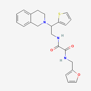 molecular formula C22H23N3O3S B2855577 N1-(2-(3,4-dihydroisoquinolin-2(1H)-yl)-2-(thiophen-2-yl)ethyl)-N2-(furan-2-ylmethyl)oxalamide CAS No. 906149-20-0