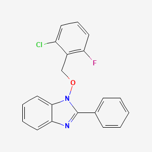 molecular formula C20H14ClFN2O B2855579 1-[(2-chloro-6-fluorobenzyl)oxy]-2-phenyl-1H-1,3-benzimidazole CAS No. 338791-17-6