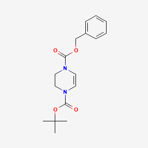 molecular formula C17H22N2O4 B2855580 2,3-Dihydro-pyrazine-1,4-dicarboxylic acid 1-benzyl ester 4-tert-butyl ester CAS No. 1228675-27-1